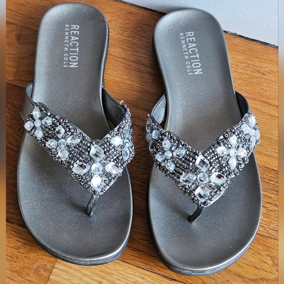Kenneth Cole Reaction Women's Silver Embellished Sandals - Picture 1 of 13